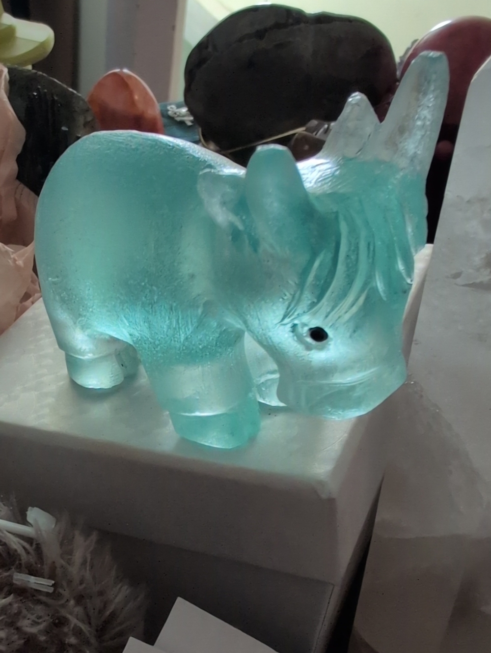 Blue Fluorite Hand Carved Highland Cow Crystal Carving